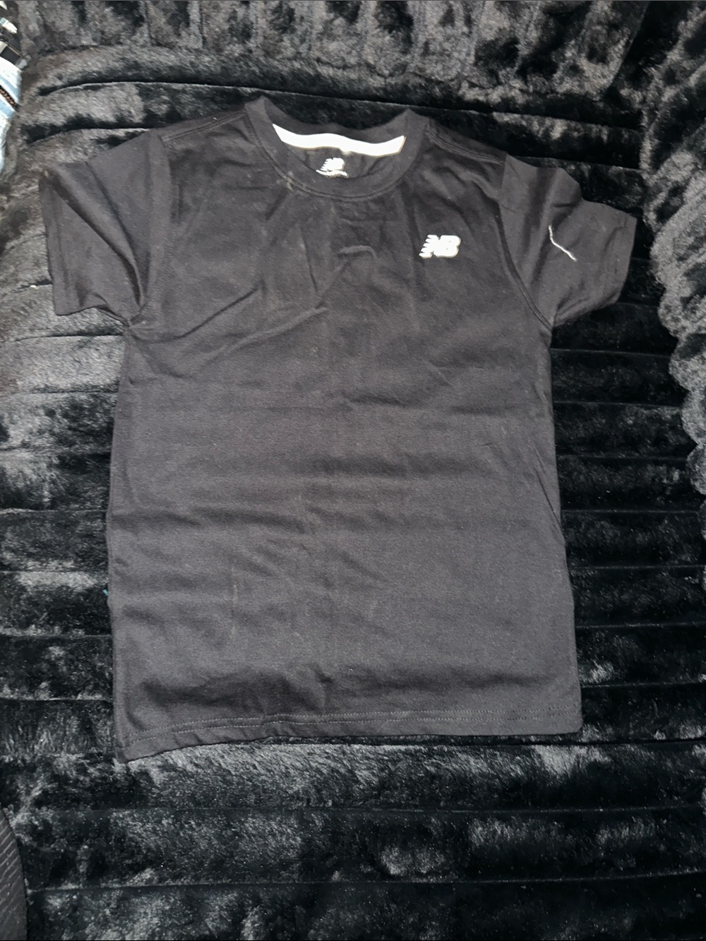New Balance Black Youth Short-Sleeve Tee with White Logo